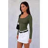 Zeagoo Long Sleeve Shirts for Women Going Out Tops Fall Scoop Neck Tshirts(Army Green)