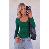 Zeagoo Long Sleeve Shirts for Women Going Out Tops Fall Scoop Neck Tshirts(Green)