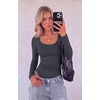 Zeagoo Long Sleeve Shirts for Women Going Out Tops Fall Scoop Neck Tshirts(Grey)