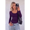 Zeagoo Long Sleeve Shirts for Women Going Out Tops Fall Scoop Neck Tshirts(Purple)