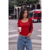 Zeagoo Long Sleeve Shirts for Women Going Out Tops Fall Scoop Neck Tshirts(Red)