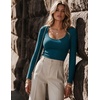 Zeagoo Long Sleeve Shirts for Women Going Out Tops Fall Scoop Neck Tshirts(Teal)