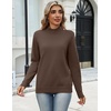 Zeagoo Sweaters for Women Turtleneck Tops Long Sleeve Mock Neck Pullover(Brown)