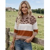 Zeagoo Sweaters for Women Turtleneck Tops Long Sleeve Mock Neck Pullover(Leopard Colorblock)