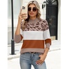 Zeagoo Sweaters for Women Turtleneck Tops Long Sleeve Mock Neck Pullover(Leopard Colorblock)