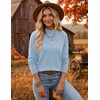 Zeagoo Sweaters for Women Turtleneck Tops Long Sleeve Mock Neck Pullover(Light Blue)