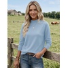 Zeagoo Sweaters for Women Turtleneck Tops Long Sleeve Mock Neck Pullover(Light Blue)