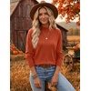 Zeagoo Sweaters for Women Turtleneck Tops Long Sleeve Mock Neck Pullover(Orange)