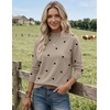 Zeagoo Sweaters for Women Turtleneck Tops Long Sleeve Mock Neck Pullover(Polka Dot Khaki)