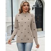 Zeagoo Sweaters for Women Turtleneck Tops Long Sleeve Mock Neck Pullover(Polka Dot Khaki)