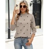 Zeagoo Sweaters for Women Turtleneck Tops Long Sleeve Mock Neck Pullover(Polka Dot Khaki)