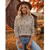 Zeagoo Sweaters for Women Turtleneck Tops Long Sleeve Mock Neck Pullover(Polka Dot Khaki)