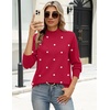 Zeagoo Sweaters for Women Turtleneck Tops Long Sleeve Mock Neck Pullover(Polka Dot Red)