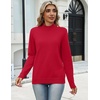 Zeagoo Sweaters for Women Turtleneck Tops Long Sleeve Mock Neck Pullover(Red)