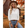 Zeagoo Sweaters for Women Turtleneck Tops Long Sleeve Mock Neck Pullover(White)