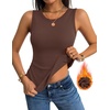 Zeagoo Tank Tops for Women Thermal Underwear Fall Cute Sleeveless Shirts(Brown)