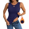 Zeagoo Tank Tops for Women Thermal Underwear Fall Cute Sleeveless Shirts(Navy Blue)