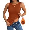 Zeagoo Tank Tops for Women Thermal Underwear Fall Cute Sleeveless Shirts(Orange)
