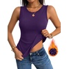 Zeagoo Tank Tops for Women Thermal Underwear Fall Cute Sleeveless Shirts(Purple)