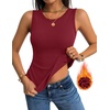 Zeagoo Tank Tops for Women Thermal Underwear Fall Cute Sleeveless Shirts(Wine Red)
