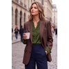 Zeagoo Women Silk Satin Tops Long Sleeve Button Down Shirts S-2XL(Army Green)