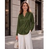 Zeagoo Women Silk Satin Tops Long Sleeve Button Down Shirts S-2XL(Army Green)