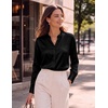 Zeagoo Women Silk Satin Tops Long Sleeve Button Down Shirts S-2XL(Black)