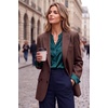 Zeagoo Women Silk Satin Tops Long Sleeve Button Down Shirts S-2XL(Blue Green)