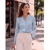 Zeagoo Women Silk Satin Tops Long Sleeve Button Down Shirts S-2XL(Blue Stripe)