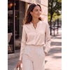Zeagoo Women Silk Satin Tops Long Sleeve Button Down Shirts S-2XL(Champagne)