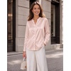 Zeagoo Women Silk Satin Tops Long Sleeve Button Down Shirts S-2XL(Champagne)