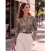Zeagoo Women Silk Satin Tops Long Sleeve Button Down Shirts S-2XL(Leopard Print)