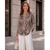 Zeagoo Women Silk Satin Tops Long Sleeve Button Down Shirts S-2XL(Leopard Print)