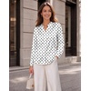 Zeagoo Women Silk Satin Tops Long Sleeve Button Down Shirts S-2XL(Polka Dots)