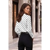 Zeagoo Women Silk Satin Tops Long Sleeve Button Down Shirts S-2XL(Polka Dots)