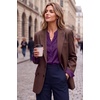 Zeagoo Women Silk Satin Tops Long Sleeve Button Down Shirts S-2XL(Purple)