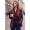 Zeagoo Women Silk Satin Tops Long Sleeve Button Down Shirts S-2XL(Wine Red)