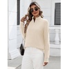Zeagoo Womens Fall Long Sleeve Quarter Zip Sweaters Knit Pullover Tops(Beige)