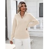 Zeagoo Womens Fall Long Sleeve Quarter Zip Sweaters Knit Pullover Tops(Beige)