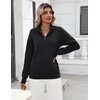 Zeagoo Womens Fall Long Sleeve Quarter Zip Sweaters Knit Pullover Tops(Black)