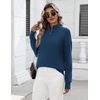 Zeagoo Womens Fall Long Sleeve Quarter Zip Sweaters Knit Pullover Tops(Blue)