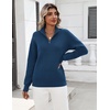 Zeagoo Womens Fall Long Sleeve Quarter Zip Sweaters Knit Pullover Tops(Blue)