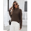 Zeagoo Womens Fall Long Sleeve Quarter Zip Sweaters Knit Pullover Tops(Brown)