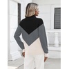 Zeagoo Womens Fall Long Sleeve Quarter Zip Sweaters Knit Pullover Tops(Colorblock Grey)