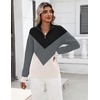 Zeagoo Womens Fall Long Sleeve Quarter Zip Sweaters Knit Pullover Tops(Colorblock Grey)