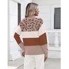 Zeagoo Womens Fall Long Sleeve Quarter Zip Sweaters Knit Pullover Tops(Colorblock Leopard)