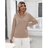 Zeagoo Womens Fall Long Sleeve Quarter Zip Sweaters Knit Pullover Tops(Khaki)