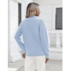 Zeagoo Womens Fall Long Sleeve Quarter Zip Sweaters Knit Pullover Tops(Light Blue)
