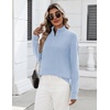 Zeagoo Womens Fall Long Sleeve Quarter Zip Sweaters Knit Pullover Tops(Light Blue)