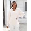 Zeagoo Womens Fall Long Sleeve Quarter Zip Sweaters Knit Pullover Tops(White)
